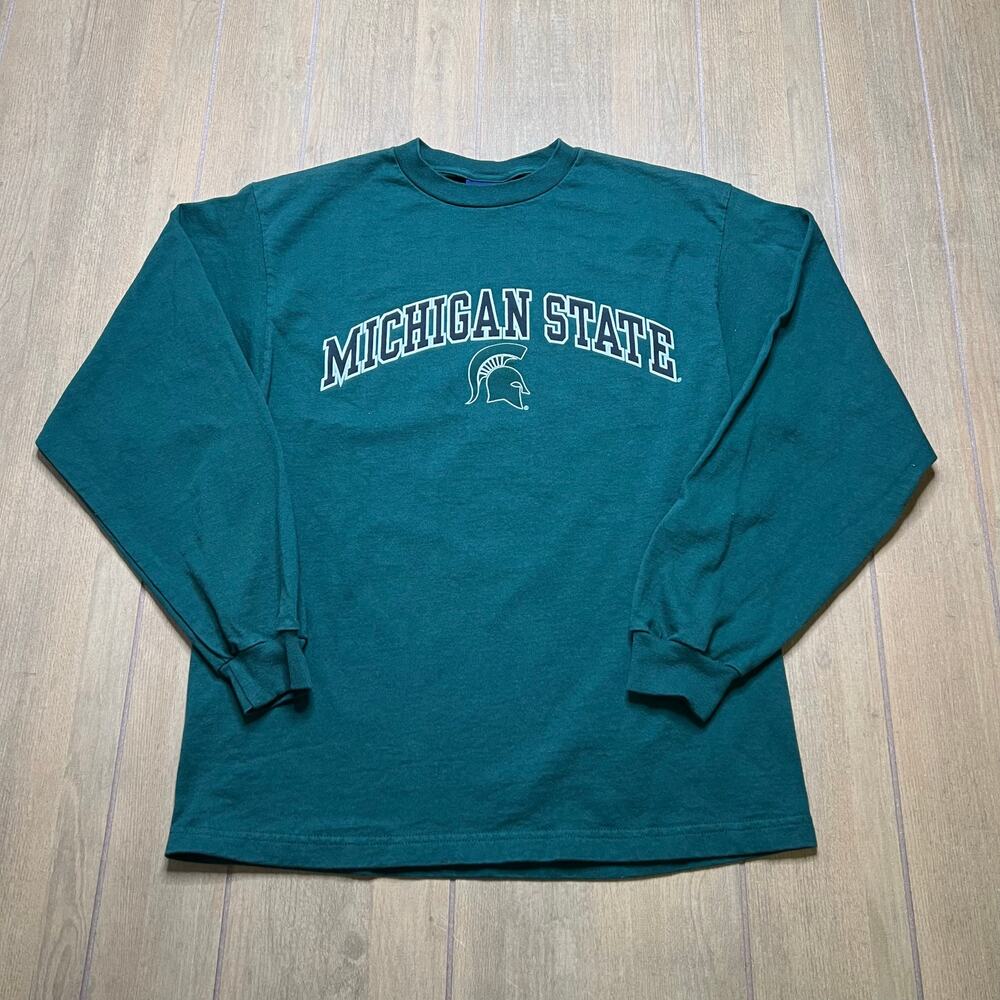 Vintage Michigan State MSU Long Sleeve Green Shirt USA Made Mens‎ Sz M USA